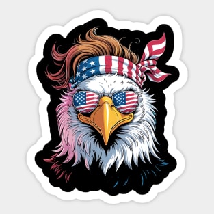 Patriotic Bald Eagle Mullet USA American Flag 4th of July Sticker